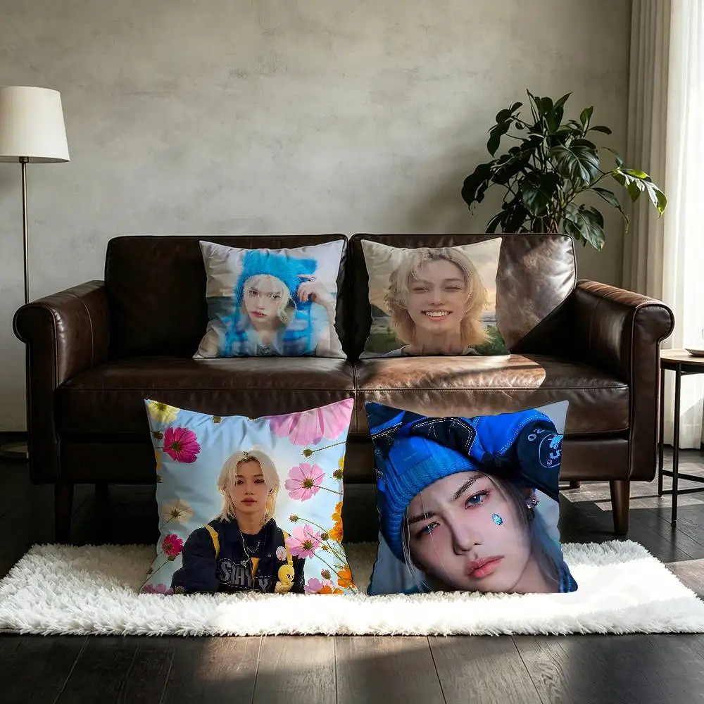 Kpop SKZ F-Felix Pillow Case Sofa Living Room Bedroom Headboard Backrest Cushion Square Cushion Nap Time