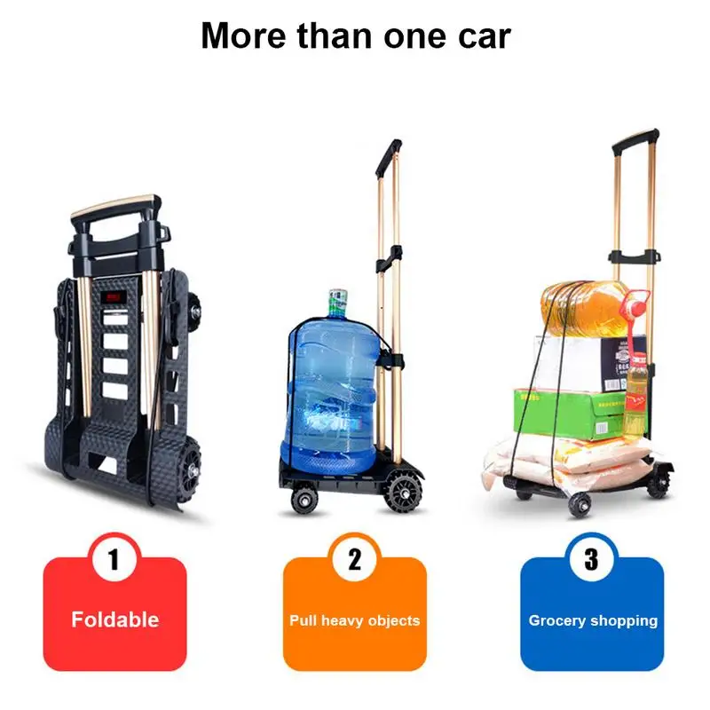 Foldable Trolley Heavy Duty Hand Truck With Backpack Luggage Cart Shopping Cart For Luggage Moving Travel Shopping