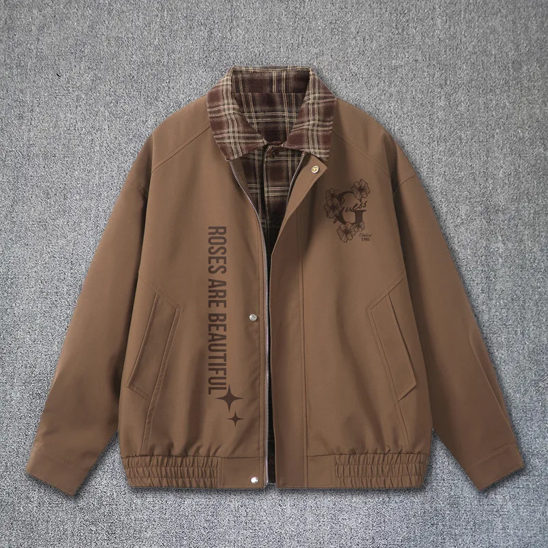 

Streetwear Spring Autumn Jacket Vintage Bomber Jacket Bomber Outfit Grid Collar Letter Print Mens Bomber Jackets Club Outfit Men