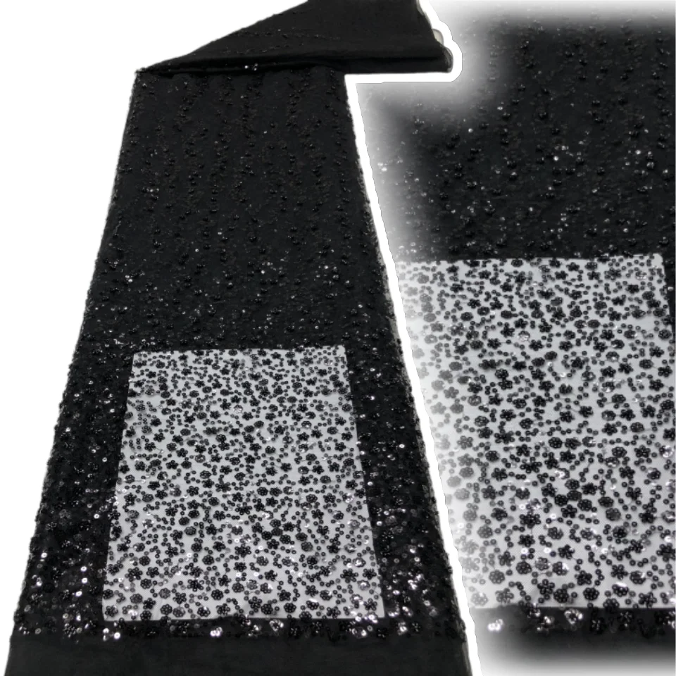 

2024 Роскошная французская вышивка бисером кружевная ткань африканская нигерийская кружевная ткань с блестками для свадебного платья швейный материал SZ1600