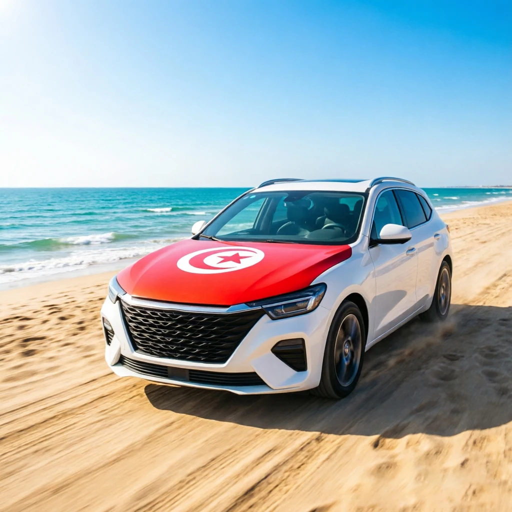 Tunisia Flag 115x160CM Car Hood Cover Flag Decorative Automobile Engine Hood Wrap for Vehicle Decoration Customized Flag