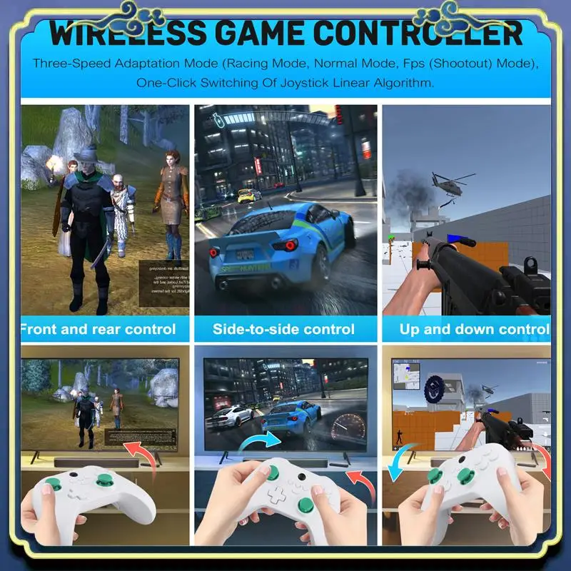 

Portable Z03 Wireless Gamepad Hall Crank Double Cut Trigger Keys Somatic For SWITCH Android IOS PC 400Mah Portable Gamepad