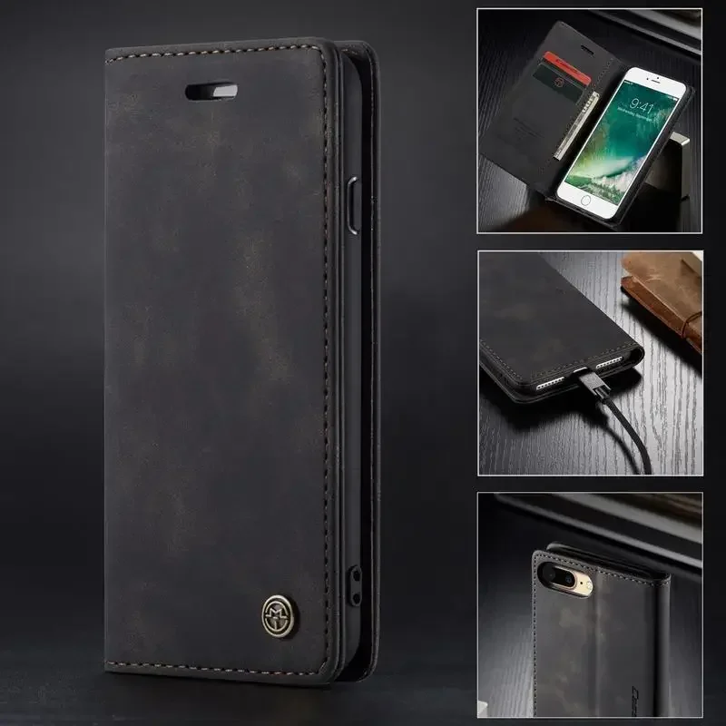 

Leather Case For Iphone 6 S Plus Multifunctional Luxury Matte Magnetic Flip Vintage Plain Bumper Phone Cover For Iphone 6S Coque