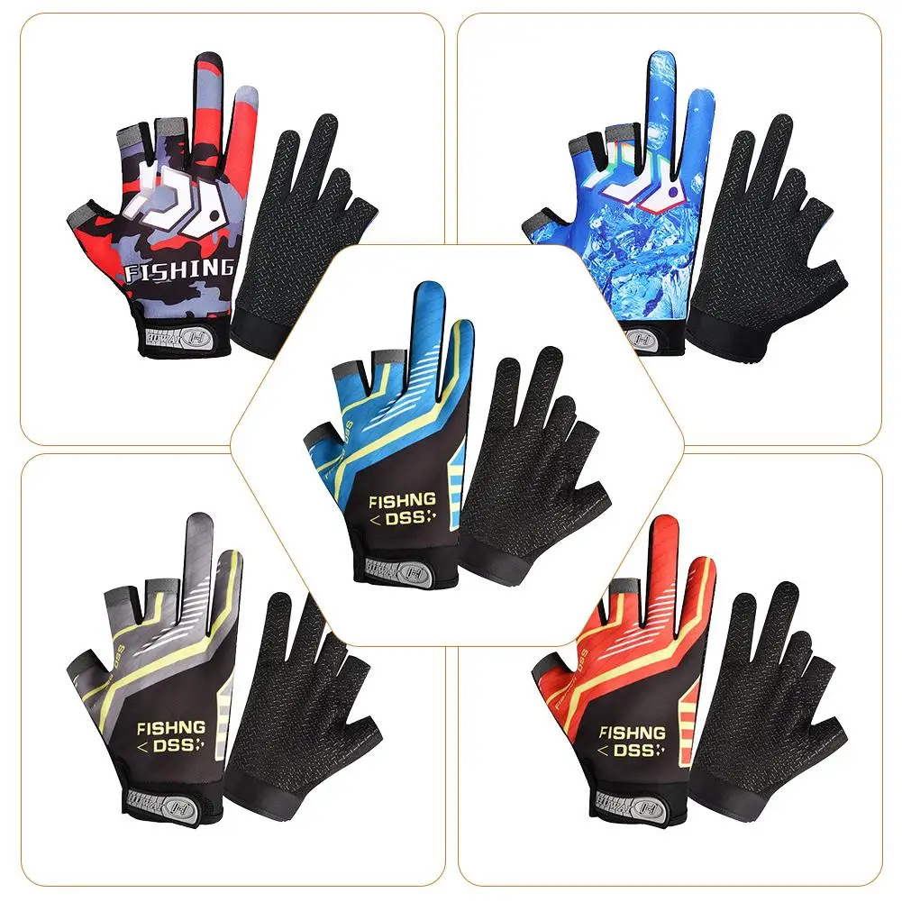 Summer Fishing Road Sub Sunscreen And Anti Slip Breathable Thin Three Finger Cut Gloves Fishing Gloves For Men Women