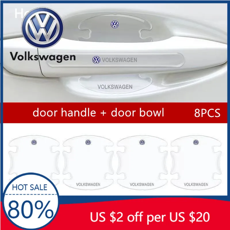 

Крышки стержней клапанов, новая защитная наклейка на дверную ручку автомобиля, прозрачная пленка против царапин для VW Volkswagen Golf Polo Passat Ti