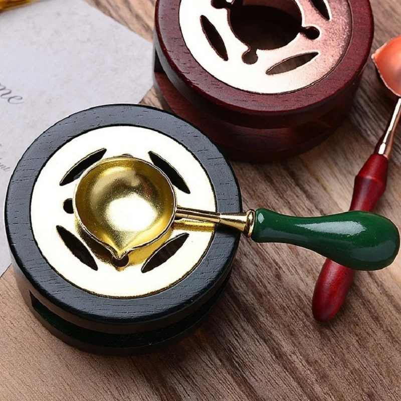 1 SET Wax Seal Stamp Set Wax Spoon Lacquer Stove Pot Wood Handle Furnace Decorative Craft Gift Seal Wax Craft Supplies SB002