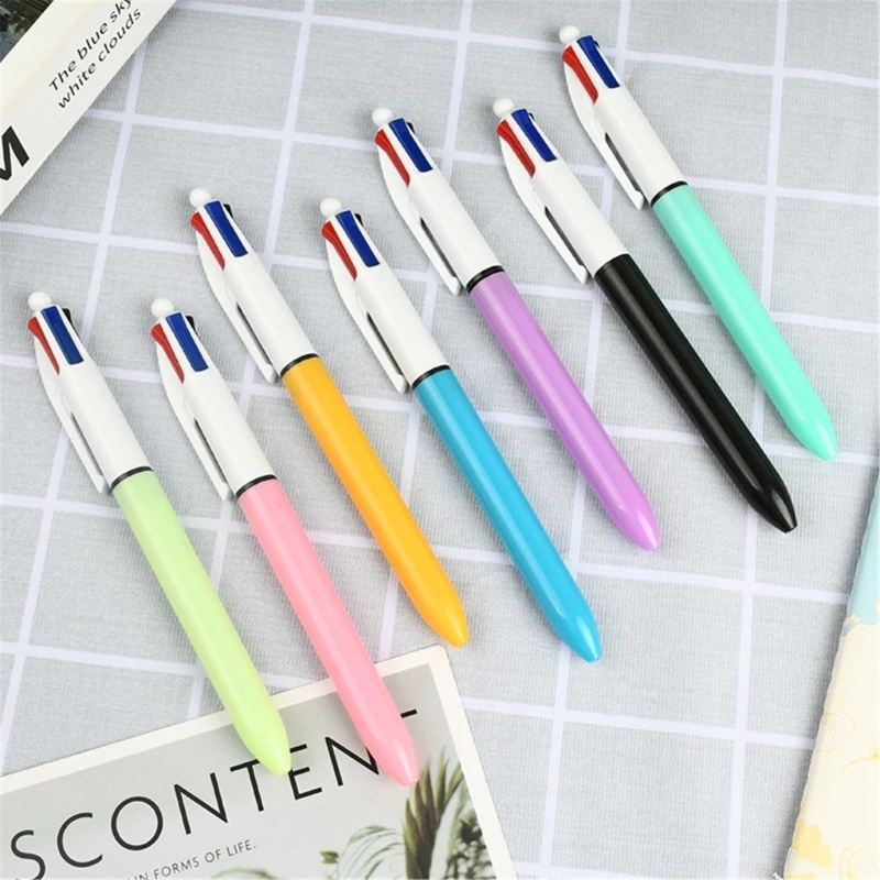 5 Pieces Retractable Multicolored Ballpoint Pen 4-Colors-in-1 Ballpoint Pen for Kid Student Class Reward Christmas Gift