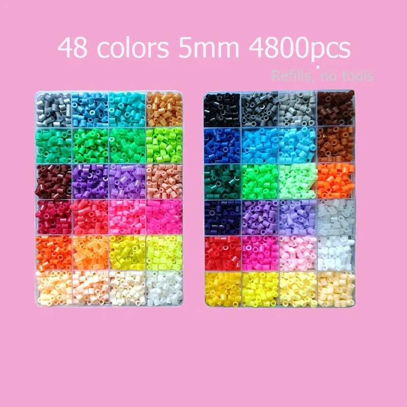 Hama Beads Box Thermomosaik-Bügelperlen, Bügelperlen, Schmelzperlen, DIY-Spielzeug, 24 48 72 Farben 2,6MM 5MM