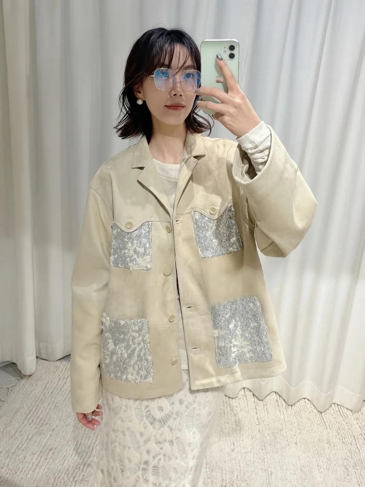 

Женская повседневная куртка с пайетками и длинными рукавами для женщин среднего возраста, зимняя коллекция