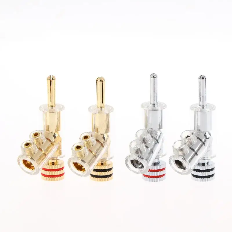 HIFI Banana Plug Connector-24KGold/Rhodium Plated Self-Locking Speaker Cable Terminals for Audiophile Systems