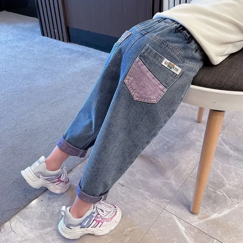 

2024 Fashion Girls Children Denim Trousers TeenagerJeans Kids Pants Casual Kids Clothes Spring Autumn Babys Girls Jeans 3-10Year