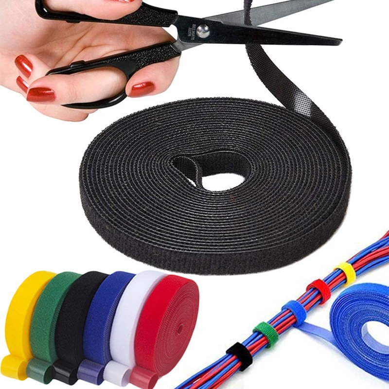 5M Nylon Cable Ties Power Wire Loop Tape Multifunction Nylon Straps Fastener Reusable Fastening Tie Wire Cord Straps Organizer