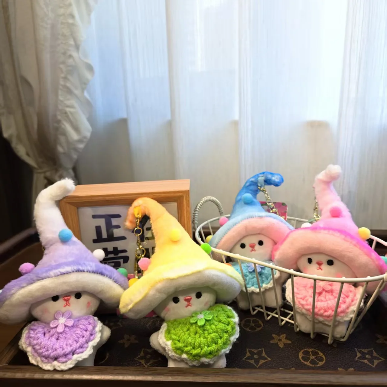 

1/4PCS Adorable Mushroom Sprite Keyring Creative Cartoon Character Plush Toy Key Accessory Decorative Ornament Gift for Girls