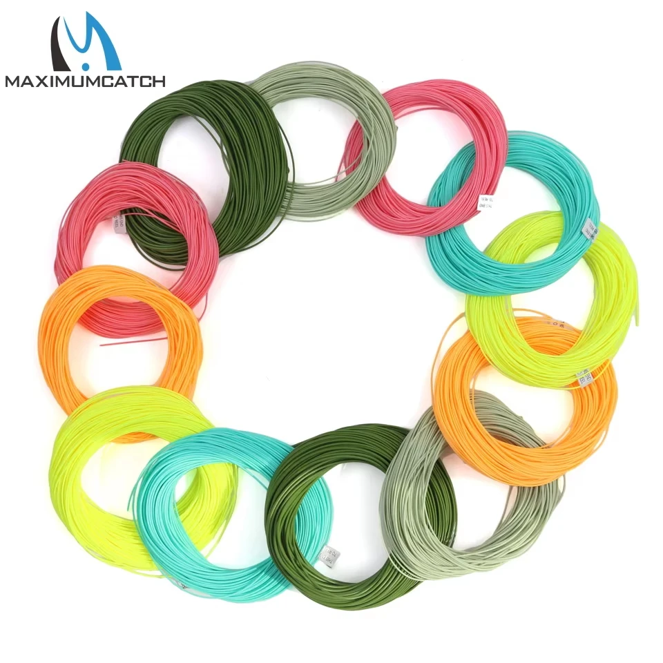 Maximumcatch 100FT WF Floating Fly Fishing Line 2WT to 8WT Weight Forward Fly Line with 2 Welded Loops Trout Bass Casting Line