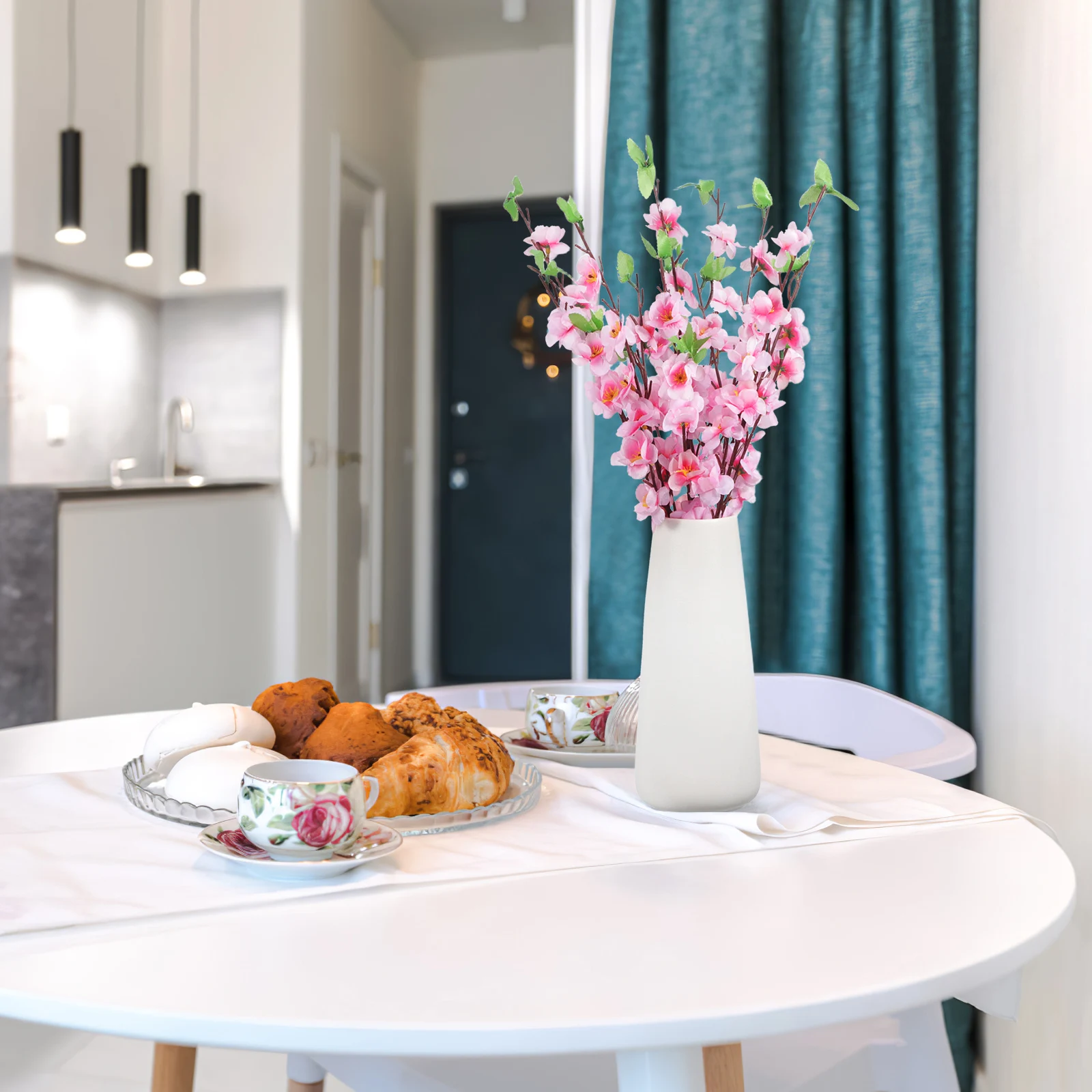 

Artificial Peach Blossom 6pcs 55cm Long Simulation Flower Silk Decorative Wreath for Holiday Room Decoration