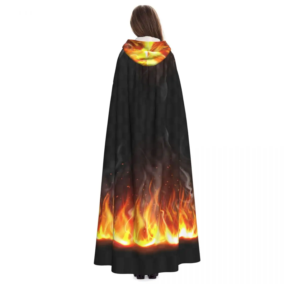 Fire Unisex Witch Party Reversible Hooded Adult Vampires Cape Cloak