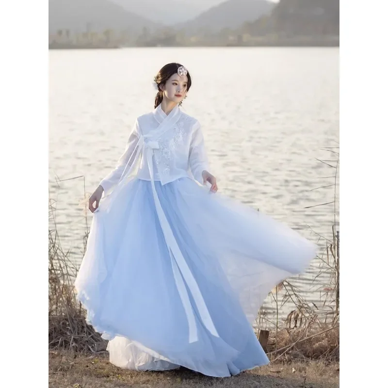 

Spring Korean Traditional Hanbok Dress Kimono Yukata Women Court National Style Dance Perform Cosplay Dresses Hanbok 한복