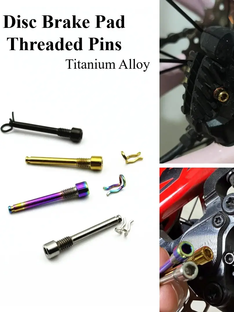AliExpress NONE 2pcs Titanium Alloy Bike Disc Brake Pad Threaded Pins with Retainer Clips, M4×26mm Caliper Fixing Bolts, for Shimano Sram etc.