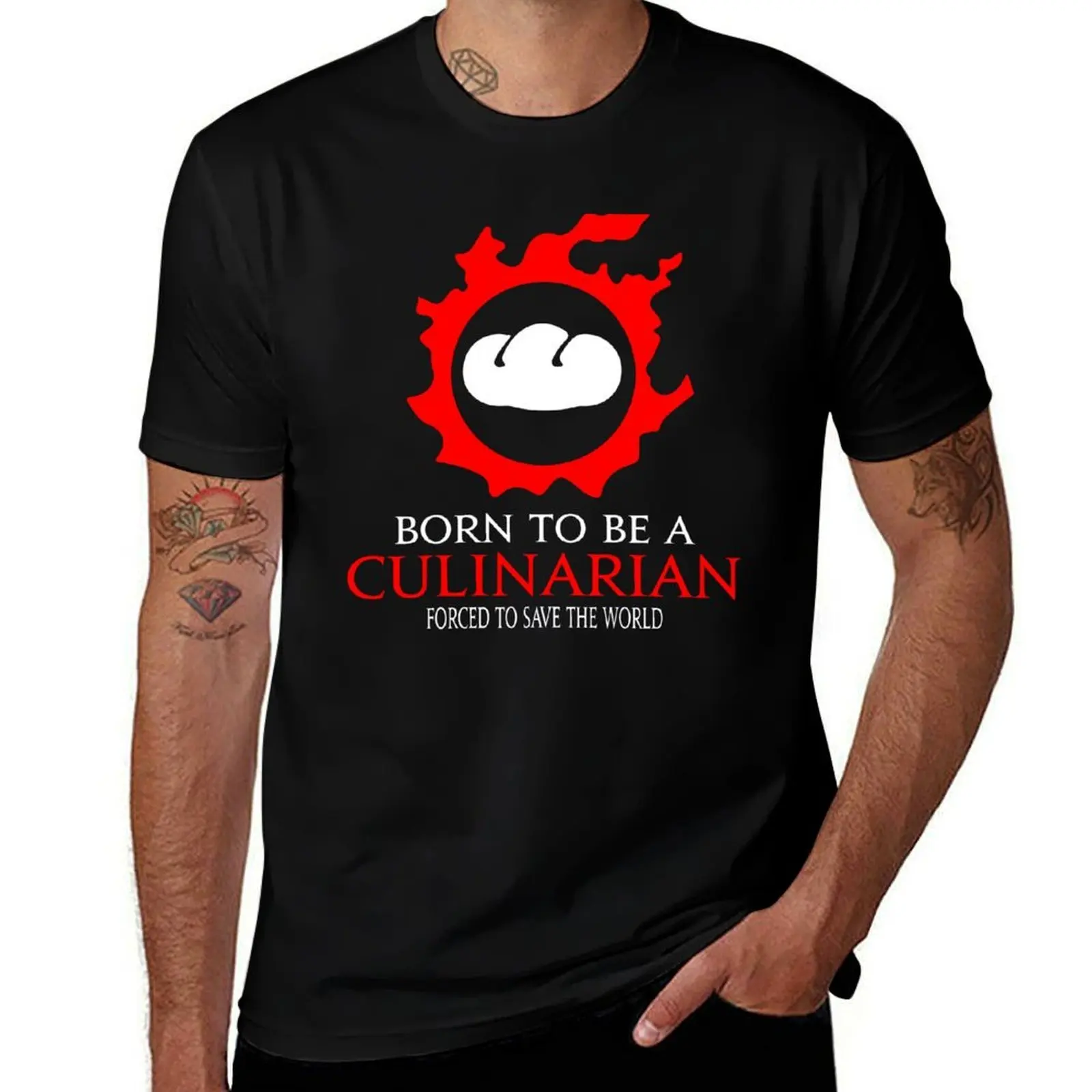 Born to be a Culinarian Forced to save the World - Funny MMORPG meme T-Shirt Quick Dry Training Short Sleeve Tee T-Shirt