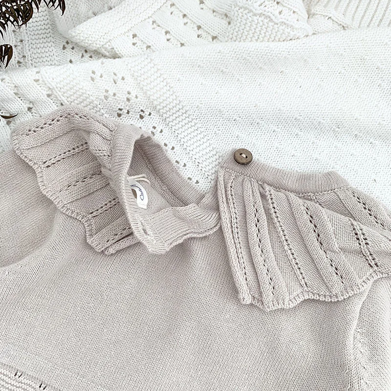 Newborn Baby Girls Long Sleeve Pure Color Knit Rompers Children Jumpsuit Autumn Infant Cute Kids Baby Girls Clothes Rompers