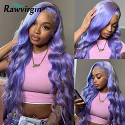 32 34 Inch 13X6 Lace Frontal Wig Light Purple Colored 13x4 Body Wave Lace Front Human Hair Wigs Women 200% Transparent Lace Wig