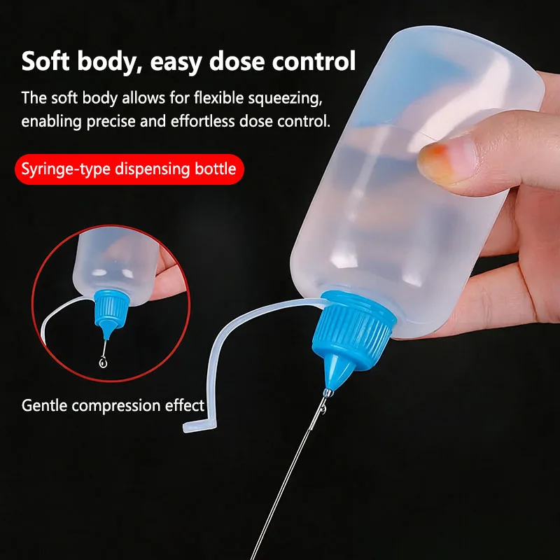 5ml 10ml 20ml 30ml 100ml 120ml PE Kunststoff-Quetschflasche mit Applikatorspitze Nachfüllbarer Tropfer mit Nadelspitzenverschluss Ölflaschen – Detail 3