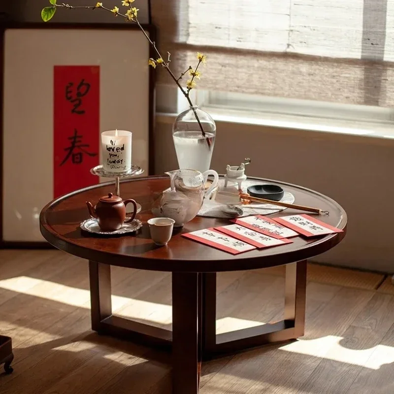Black walnut round living room household minimalist side tea table