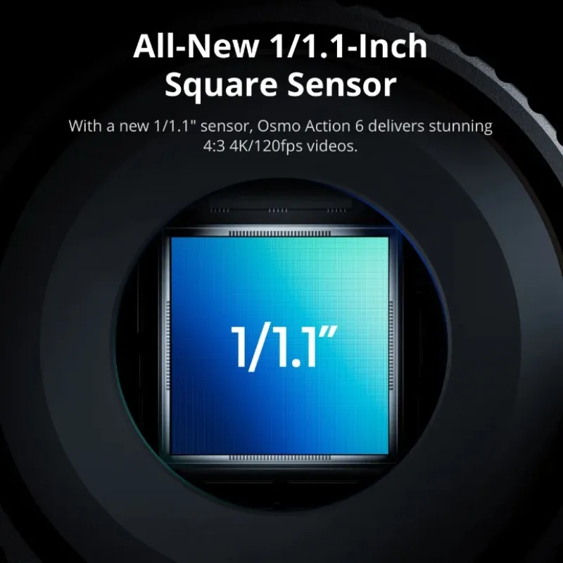 Action 6 Waterproof Camera with 1 1.3 Inch Sensor 4K 120fps Video Supports Subject Tracking Stabilization