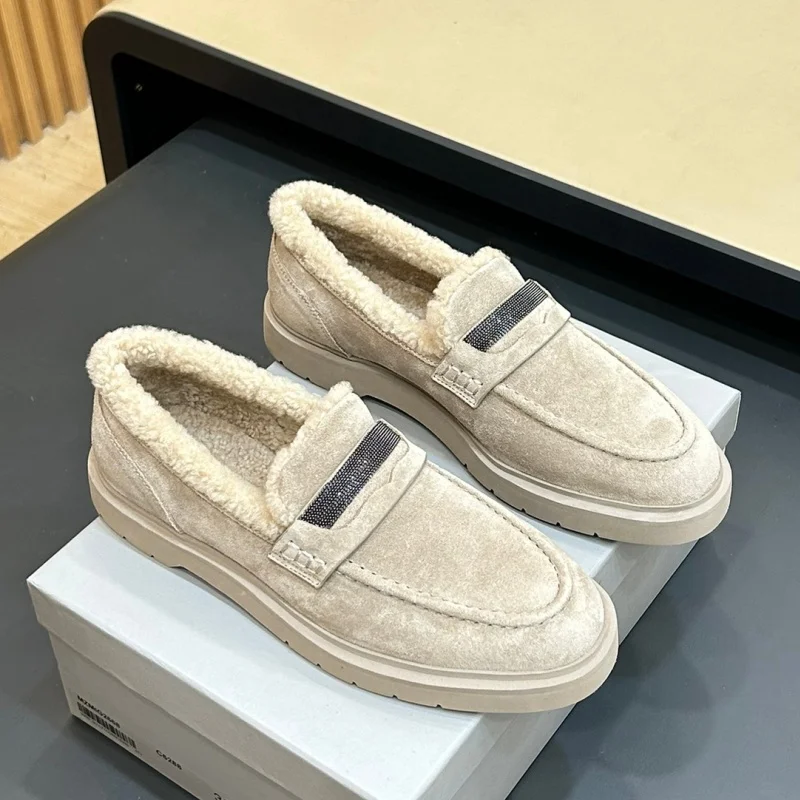 

Italian designer's new winter leather high-quality casual warm-weather loafers