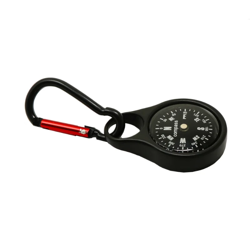 Double-sided Metal Keychain, Mini Compass, Mountaineering Key Buckle, Snap Hook, Thermometer Compass, Car