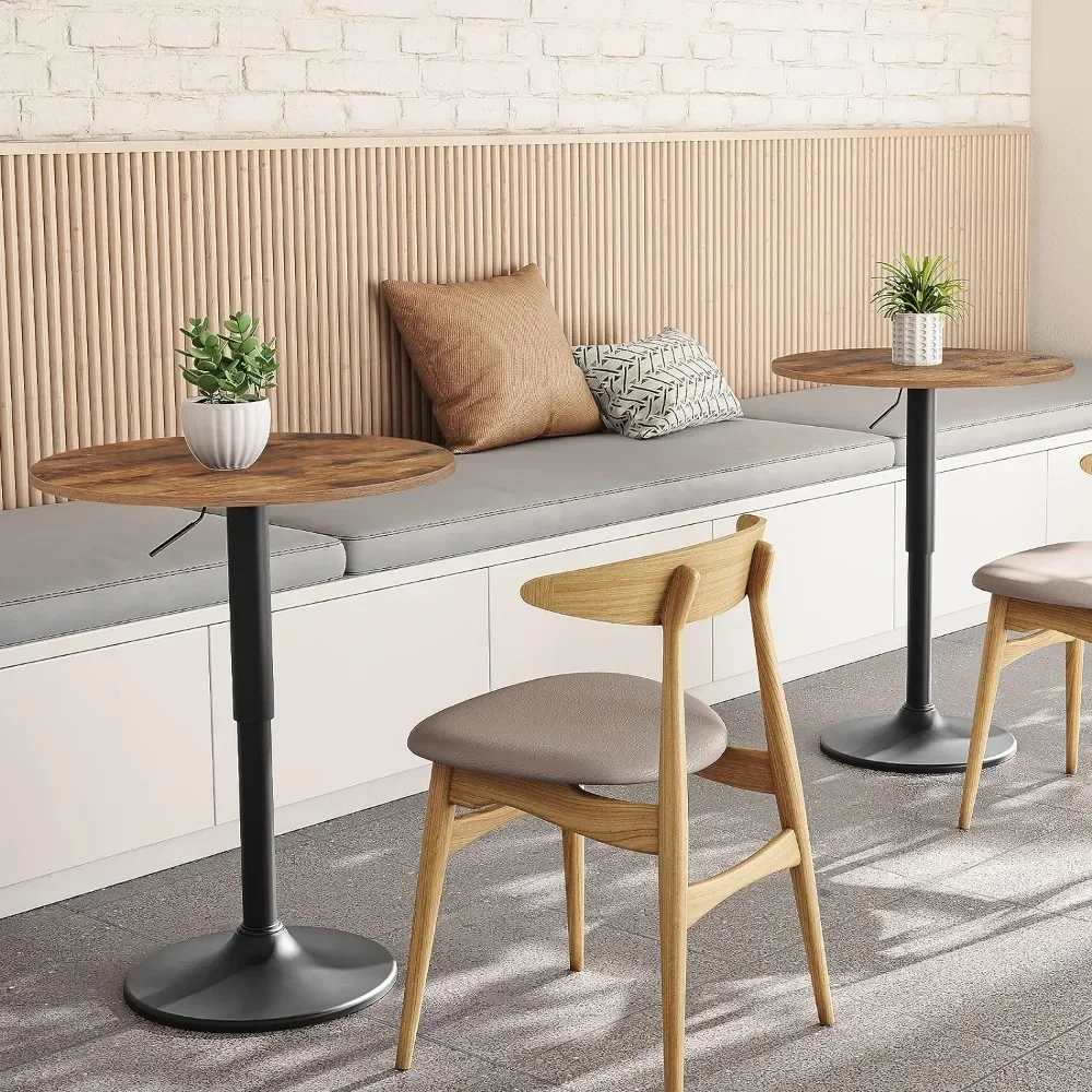 Mesa de Bar redonda ajustable en altura, mesa de cóctel con Base resistente, estilo moderno, fácil de montar, 27-35,4 pulgadas