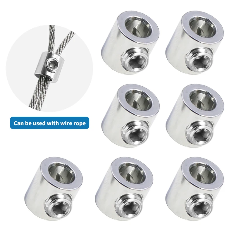 

10pcs For 2mm Steel Wire Rope Clip Stainless Steel Cable Copper Metal Hanging Clip Adjustable Screws Fixed Hardware Accessories