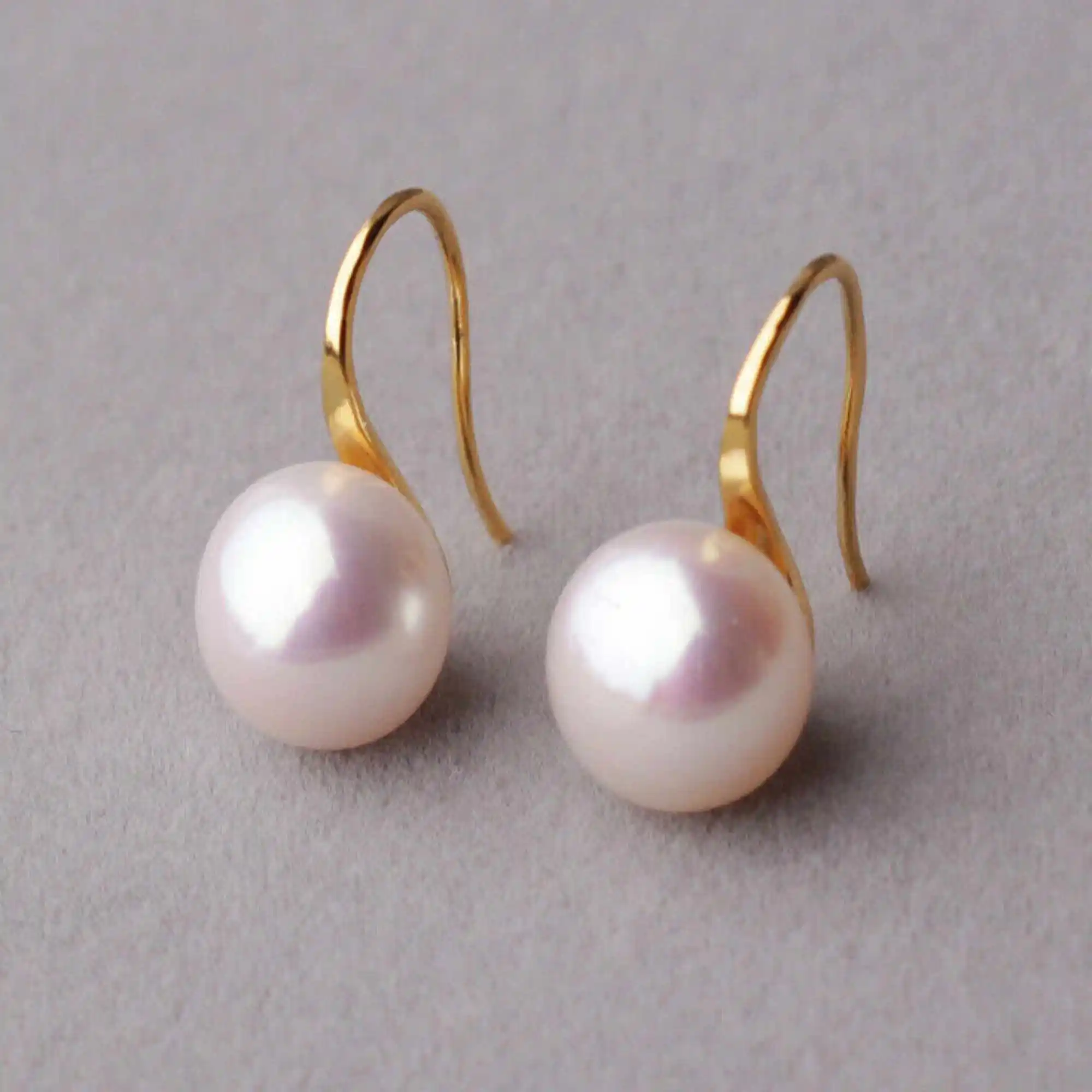 White Baroque pearl 18k ear stud Cultured Flawless earring Teens Stud Dangling Ear Gold Women Bridal Dangle