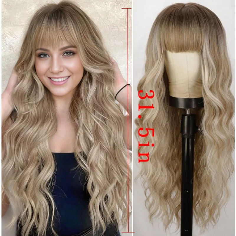 Euramerican moda mulher simulado cabelo diário usar peruca onda bola de natal festival festa vestir-se perucas completas