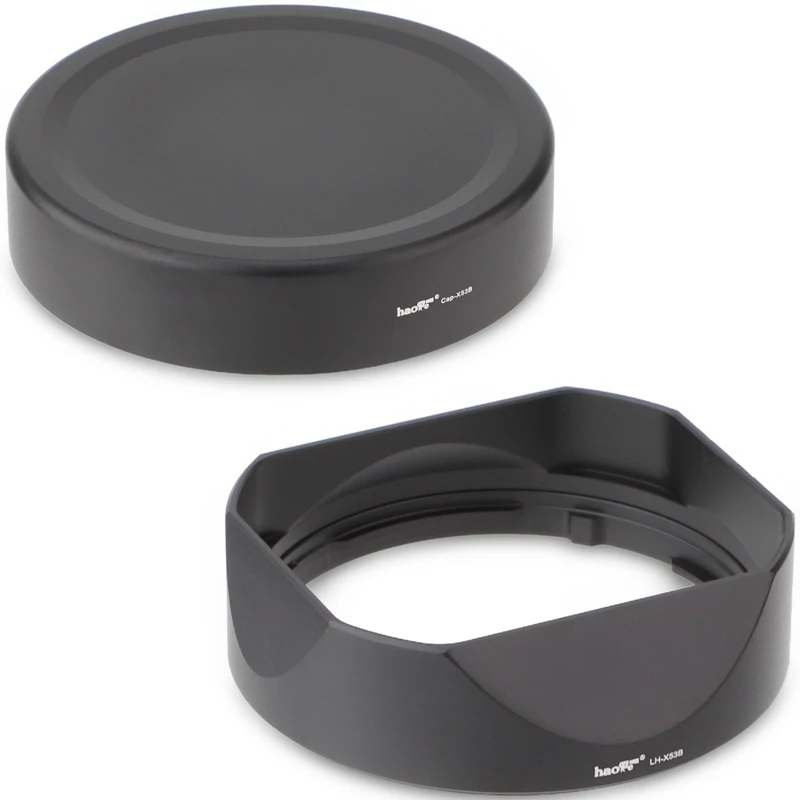 Haoge LH-X53B Square Metal Lens Hood Shade with Metal Cap for Fujifilm Fuji Fujinon XF 35mm F1.4 R / XF35mmF1.4 R Lens