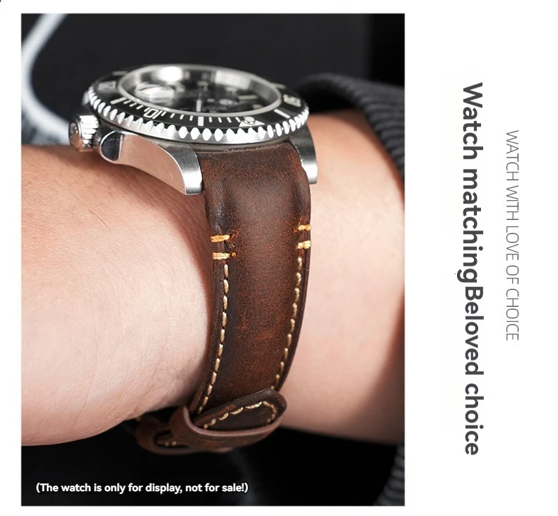 20 22mm Curved End Retro Matte Strap for Rolex Black Green Water Ghost Yacht Omega Seamaster 300 600 AT150 Leather Watch Band
