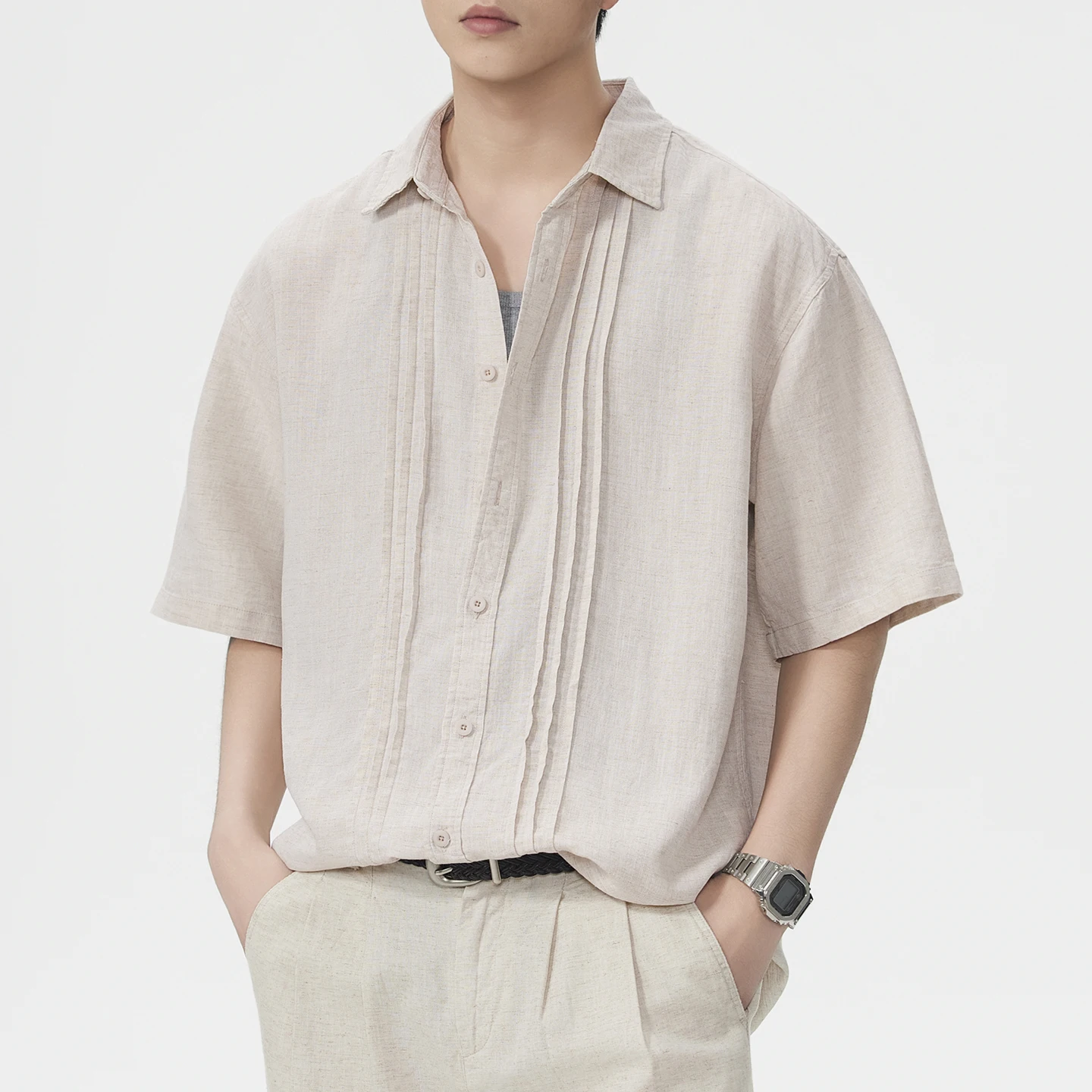 Camisa Masculina de Linho e Al - Summer Clothing Old Money avaliação e preço