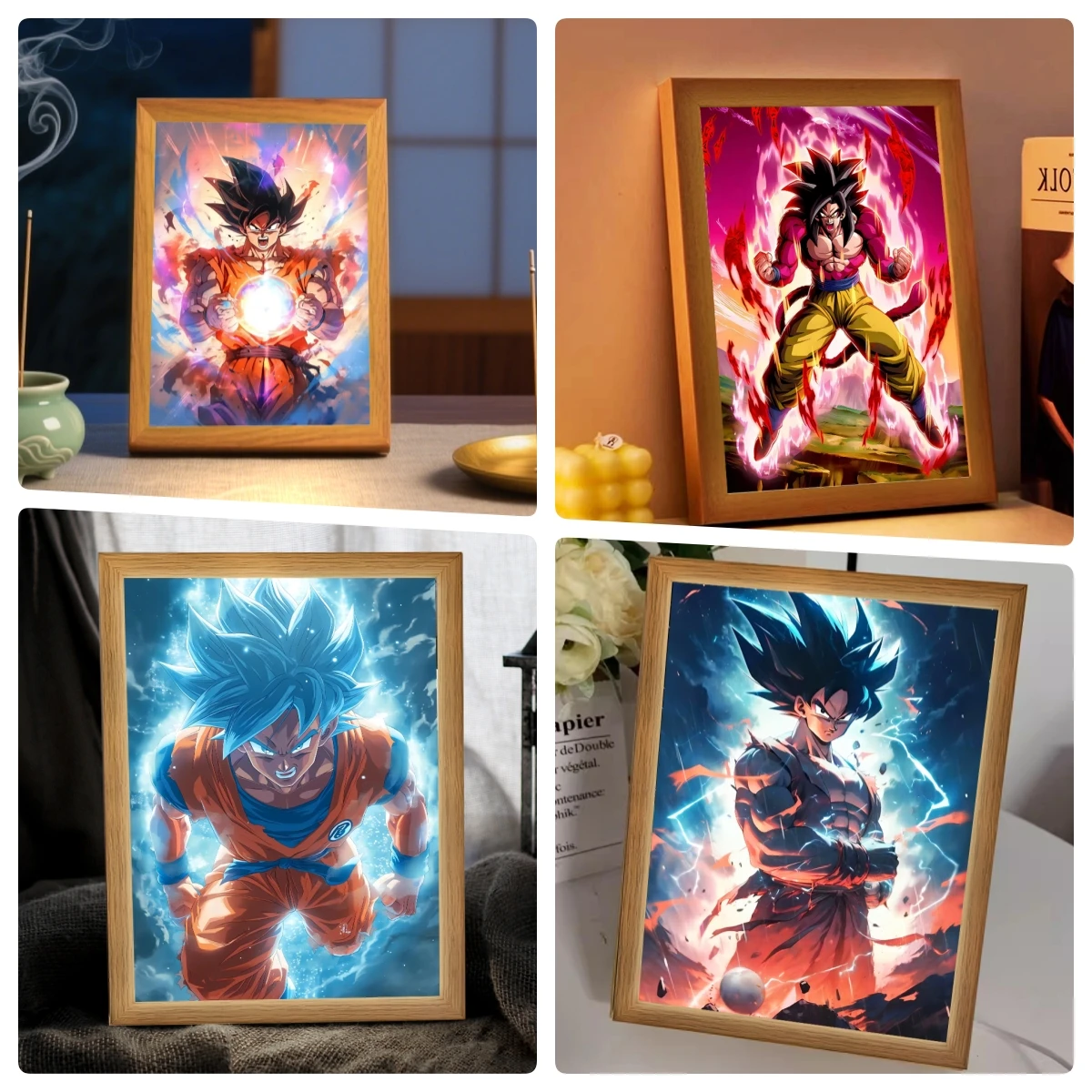 

Dragon Ball Vegeta Anime Character LED Night Light Photo Frame Birthday Bedroom Decoration Unique Gift Moon Light