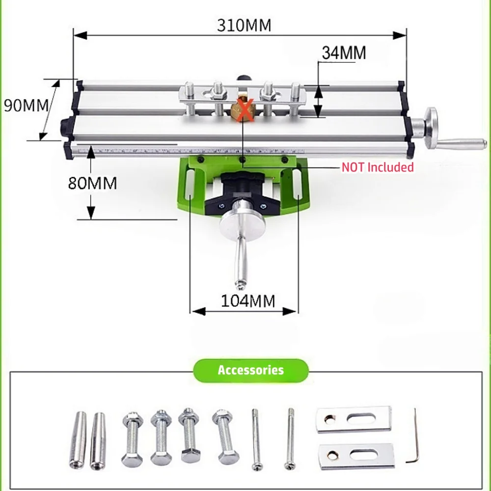 Banco de trabajo cruzado multifuncional de aleación de aluminio 6300, fresadora de perforación cruzada de 310x90mm, mesa deslizante móvil de eje XY