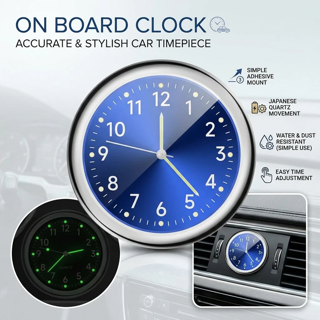 Mini Luminous Car Dashboard Clock Digital Watch Universal Quartz Stick on Auto Ornament for Car Electronics Accessories