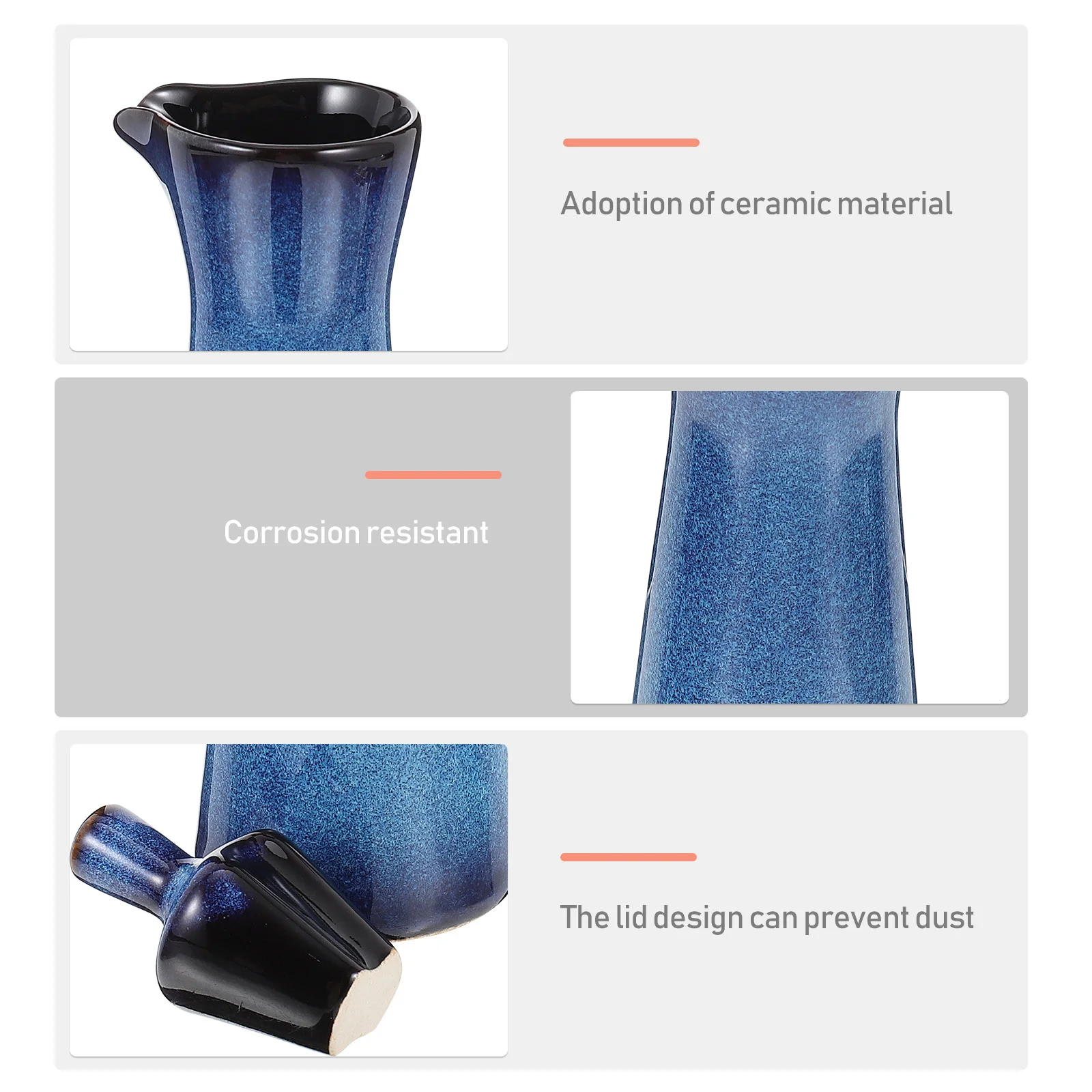 

Ceramic Soy Sauce Container Oil Vinegar Dispenser Kitchen Jar for Olive Syrup Condiment Cooking Liquid Seasoning Bottle