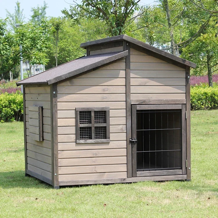 Double top room outdoor preservative solid wood dog house