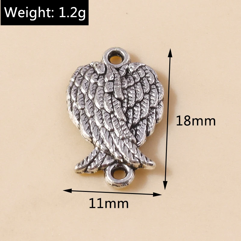 Leslie 20pcs 11*18mm Fashion Angel Wings Charms Pendants Connectors for Necklaces Earrings Making Accessories Diy Jewelry Craft