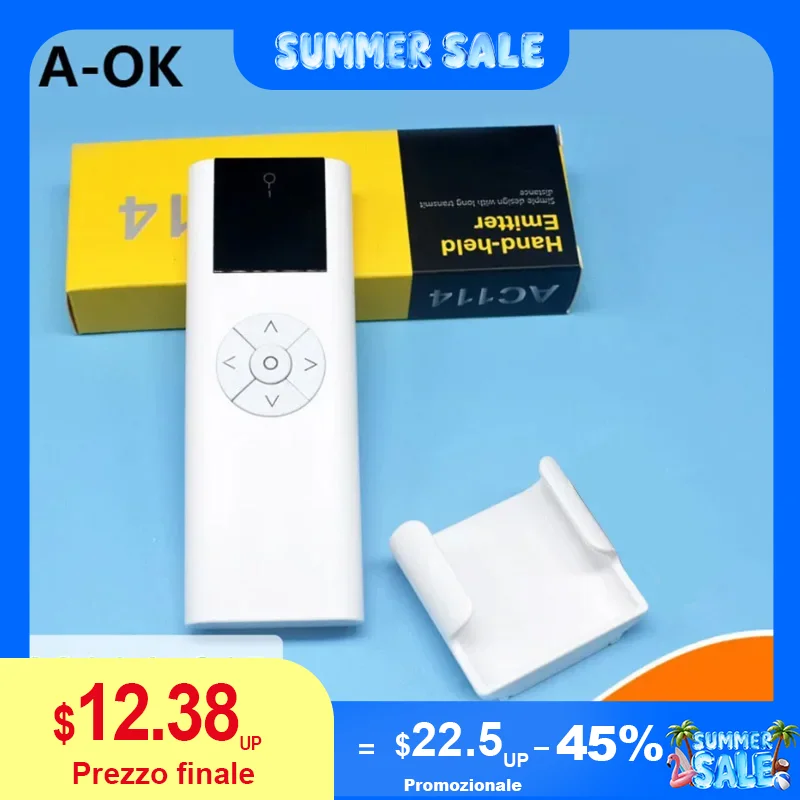 

A-OK Motor AC114-1 Electric Curtain Remote Control Single Channel Single Control RF433 Wireless Transmitter Remote Control