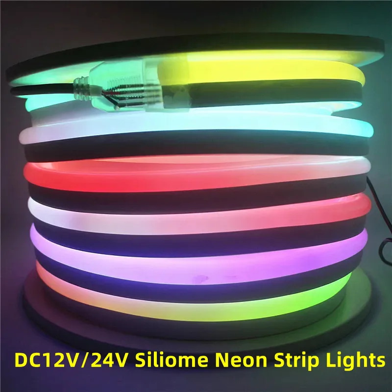 

Гибкая светодиодная неоновая лента (LED-стрип) с мягким светом, 12В/24В, низковольтная, с индивидуальной адресацией пикселей, декоративная, силиконовая подсветка