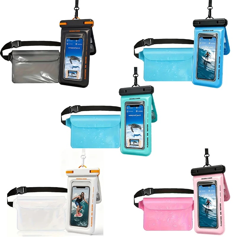 Floating Double Compartment Phone Pouch Clear Waterproof Compatible Swimming Snorkeling Beach Wat Sports Storage Protective Case