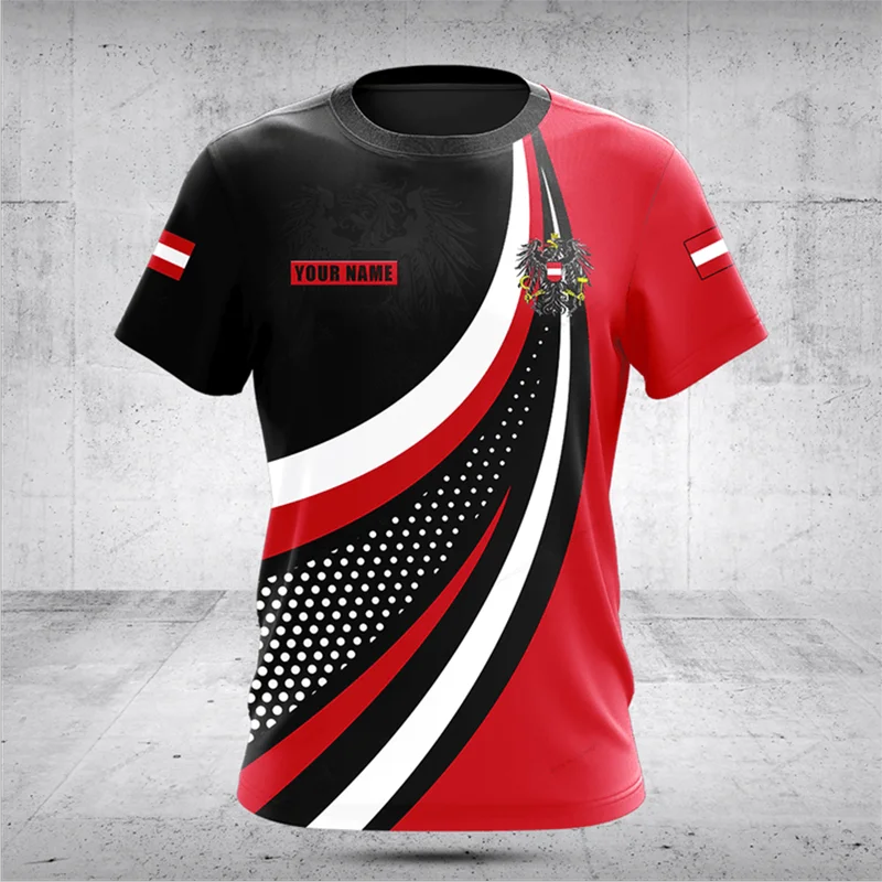 Summer Custom Name Austria Symbol Graphic T-shirts Personalized Jersey O-neck Short Sleeve Tops Unisex Casual Streetwear