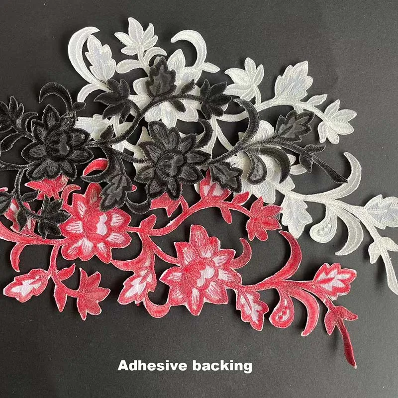 Blumen-Applikations-Patch zum Aufbügeln, 31*15CM Blumenranken-Verzierung, Stoff-Stickerei zum Aufbügeln für Kleider, Hemden – Detail 4