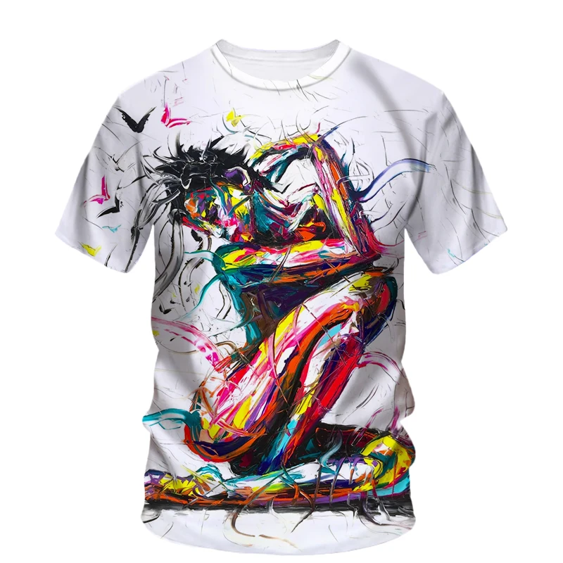 Summer New Originality Graffiti Painting Art graphic t shirts men Fashion Casual Hip Hop harajuku Printed O-neck Short Sleeve