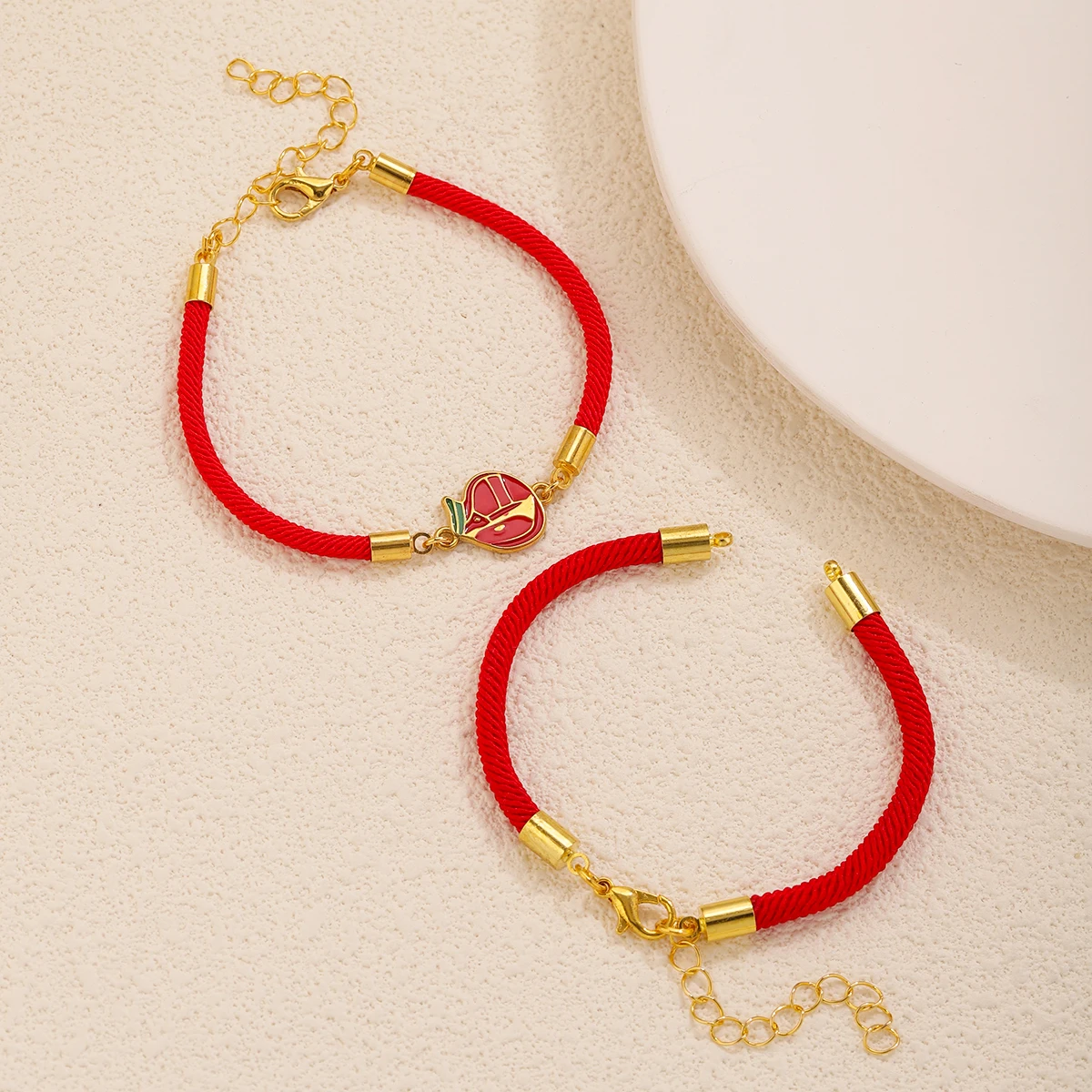 5PCS 3/4MM Adjustable Braiding Bracelets Connectors Polyamide Nylon Braiding Red Bracelet With Stainless Steel Cord End DIY Gift view 4